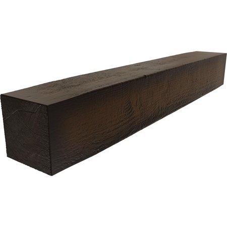 EKENA MILLWORK Rough Sawn Faux Wood Fireplace Mantel, Premium Mocha, 8"H x 12"D x 72"W MANURS08X12X72ZA